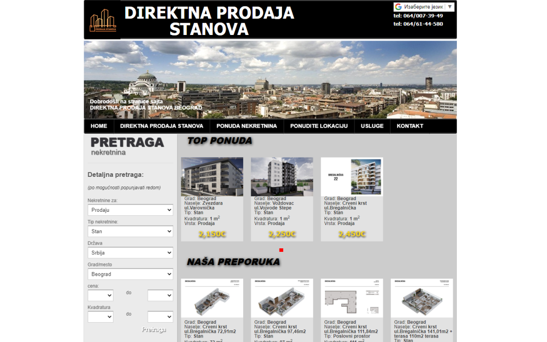 Prodaja Stanova Beograd – Izrada sajta i seo optimizacija